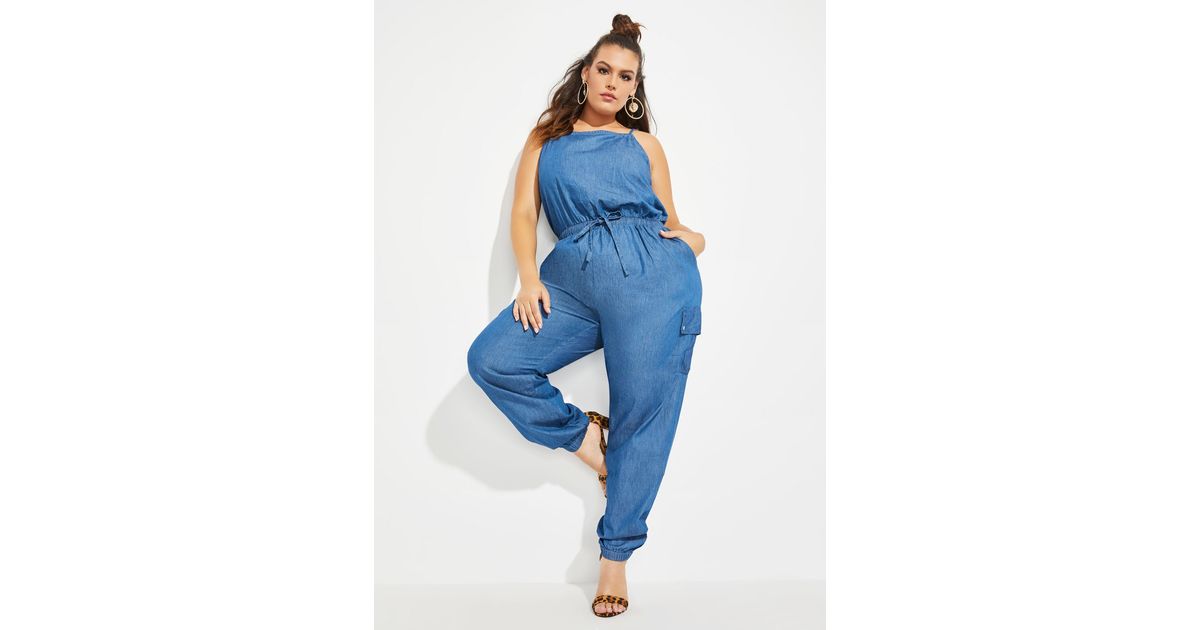 ashley stewart denim romper