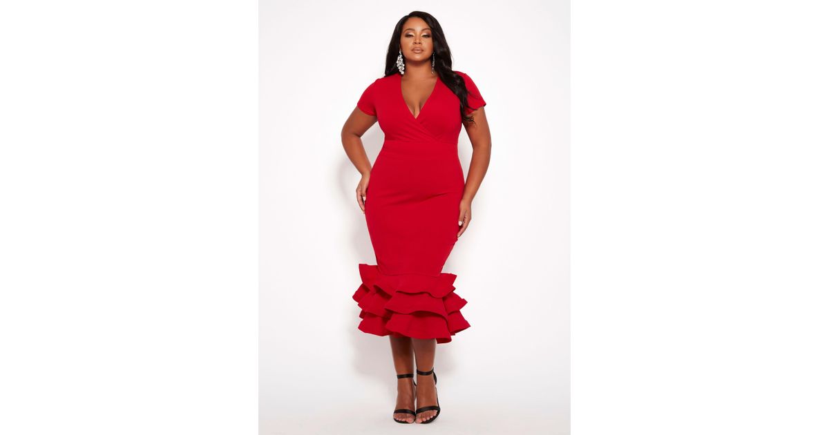 ruffle hem dress plus size