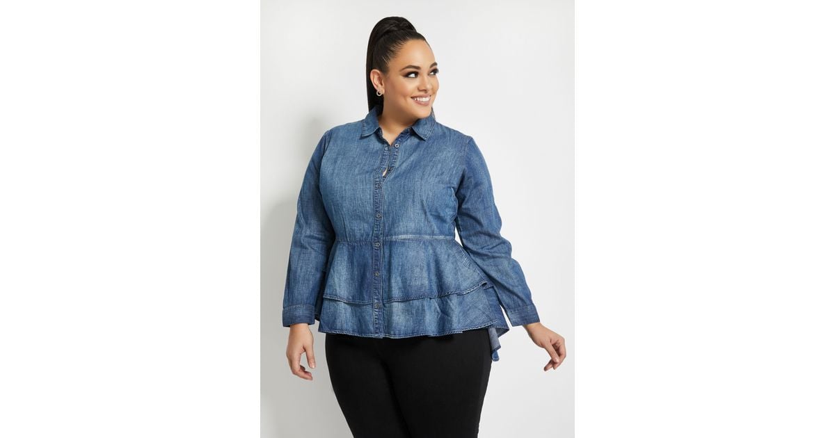 plus size denim peplum top