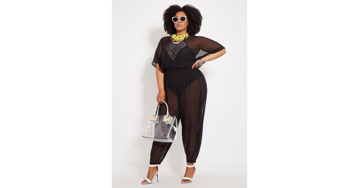 mesh jumpsuit swim cover up