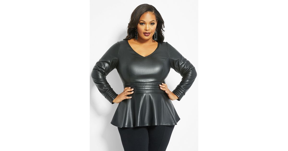 plus size leather peplum top