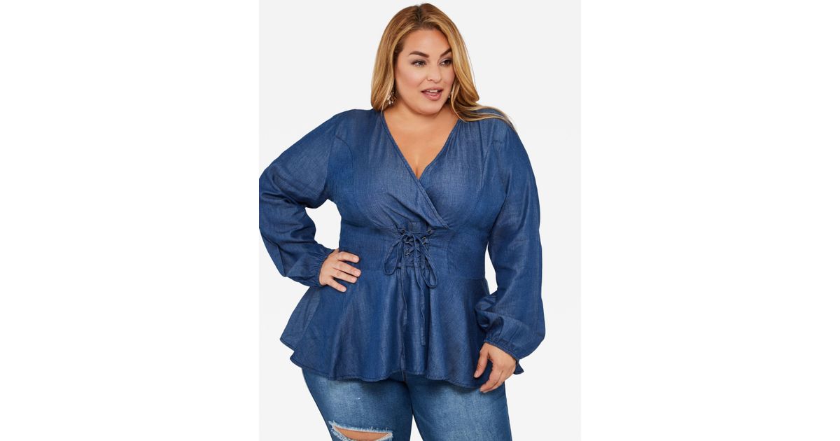 denim blouse plus size