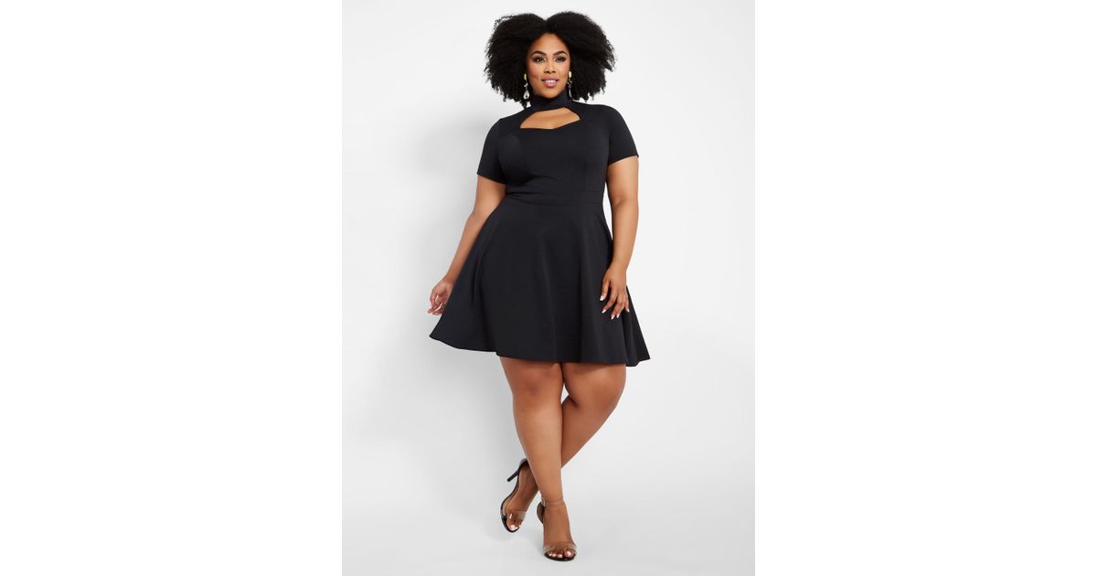 mock neck skater dress