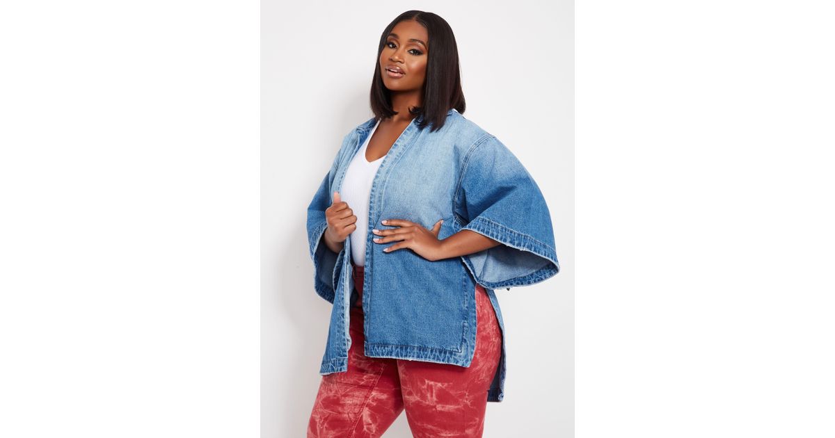 plus size denim kimono