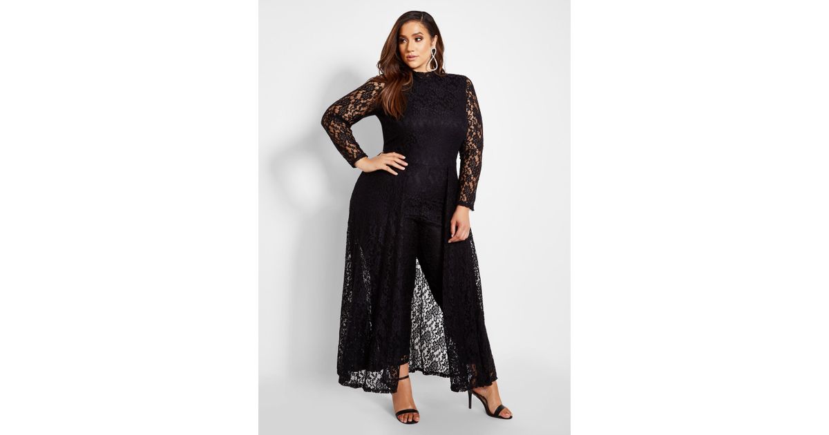 lace jumpsuit with skirt overlay