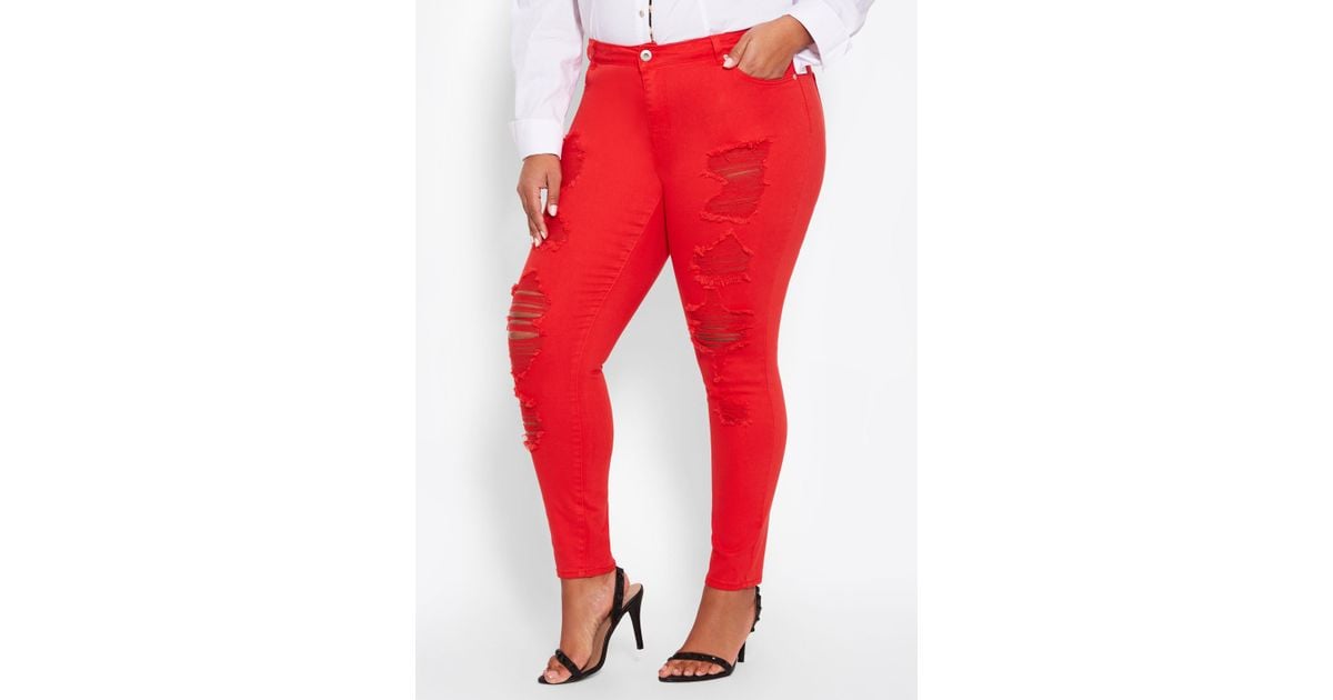 plus size red jeans