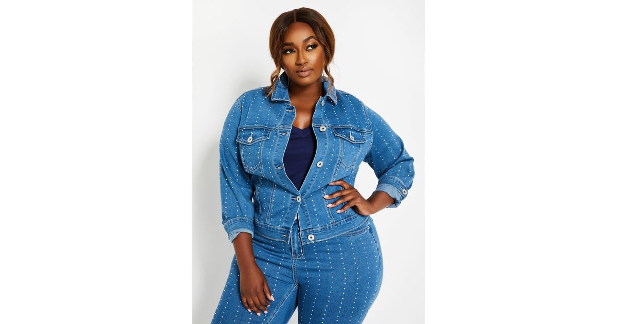 rhinestone denim jacket plus size