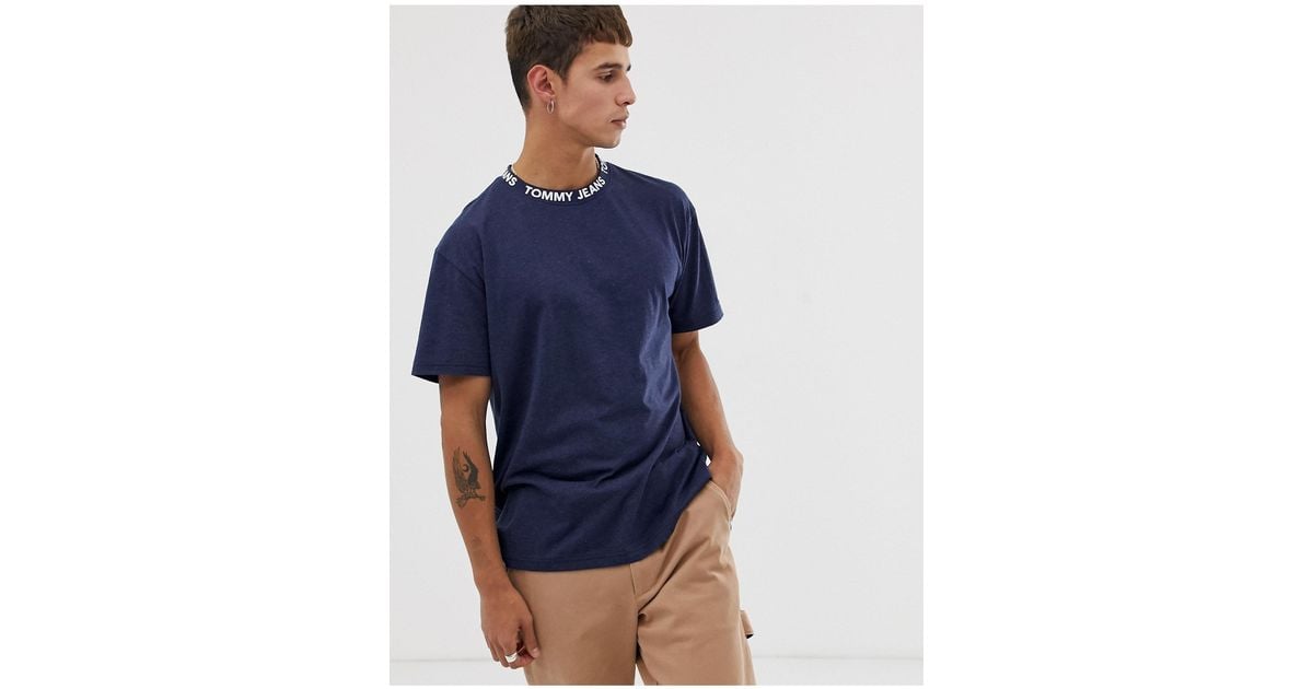 Tommy Hilfiger Baumwolle – Legeres T-Shirt mit Zierband am Kragen in Blau  für Herren | Lyst DE