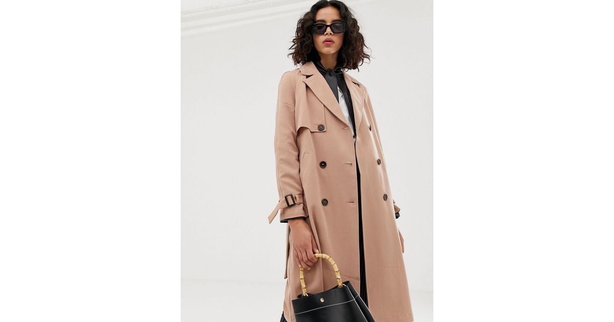 Vero Moda Fluid Trench Coat in Natural | Lyst