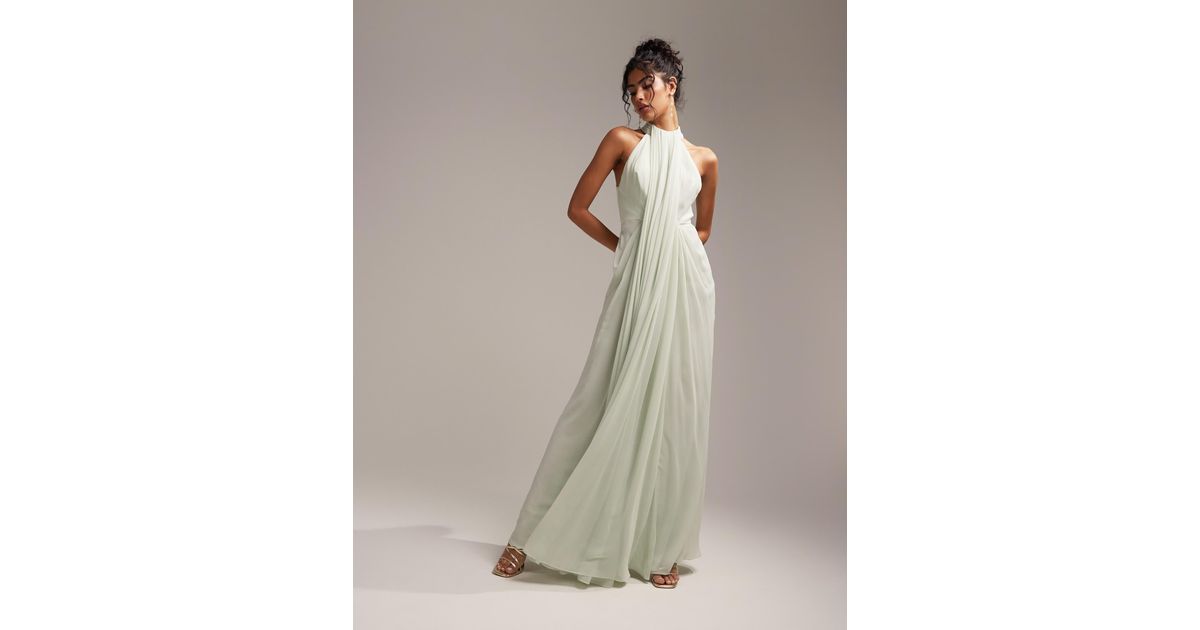chinese dress ladies Nadine Halter Chiffon Maxi Dress - Blue main image 1