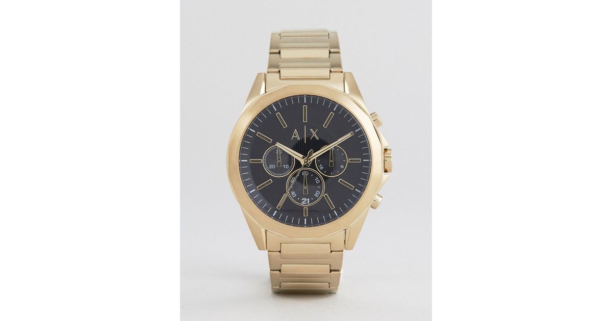 armani exchange ax2611 men's gold tone bracelet watch
