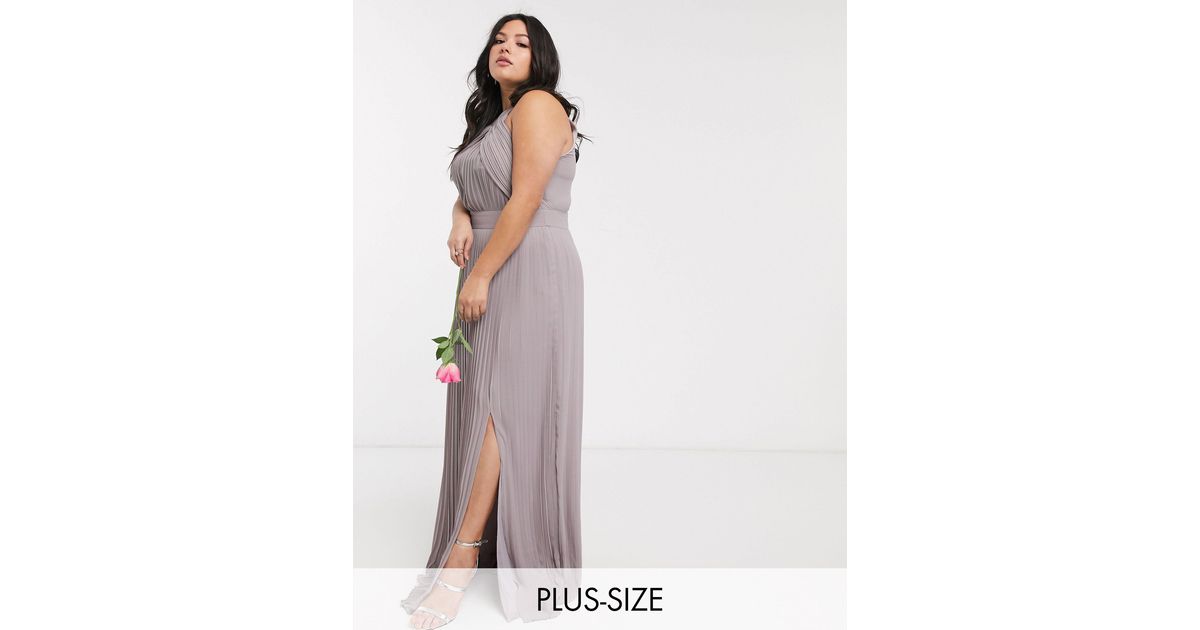 Tfnc Plus Bridesmaid Exclusive Pleated Maxi Dress in Grey | Lyst Australia