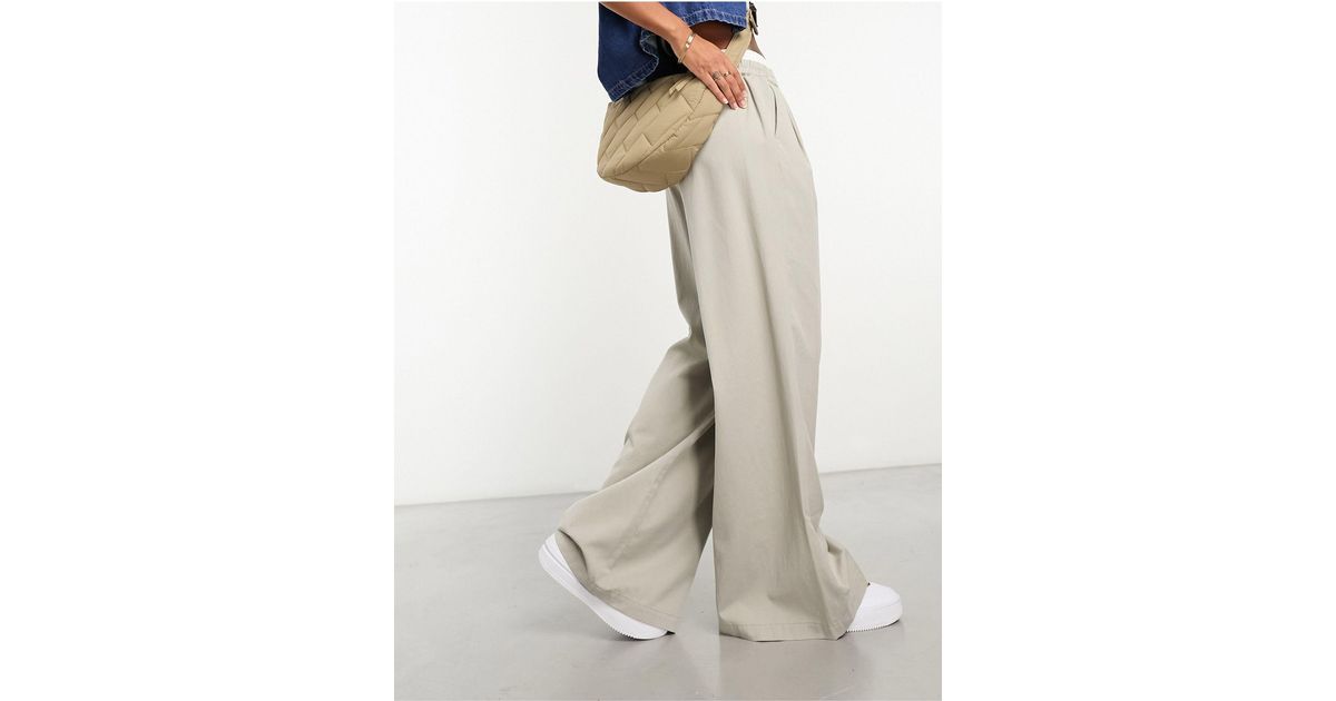 ASOS Wide Leg Pants With Boxer Waist in White