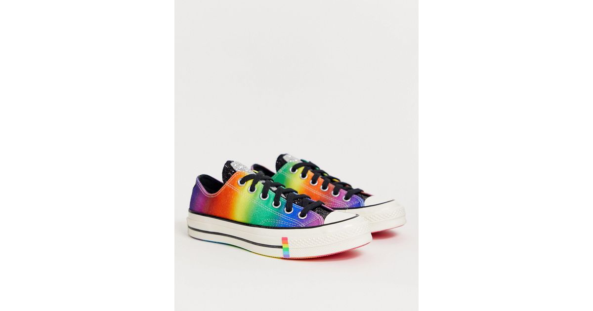 Converse Rubber Pride Chuck '70 Lo Rainbow Black Glitter Trainers Lyst