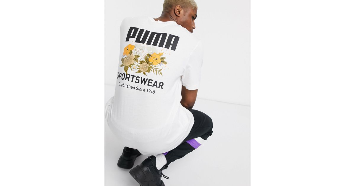 PUMA – T-Shirt mit geblümtem Rücken-Print in Weiß für Herren | Lyst AT