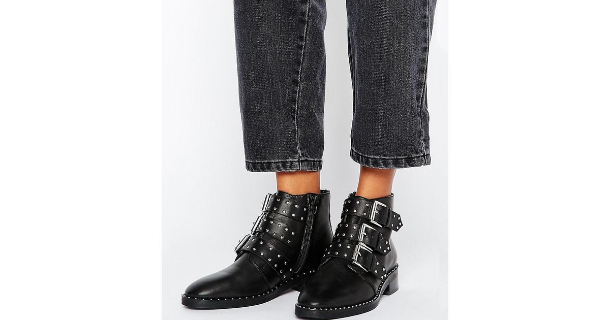 ASOS Asos Asher Leather Studded Ankle 