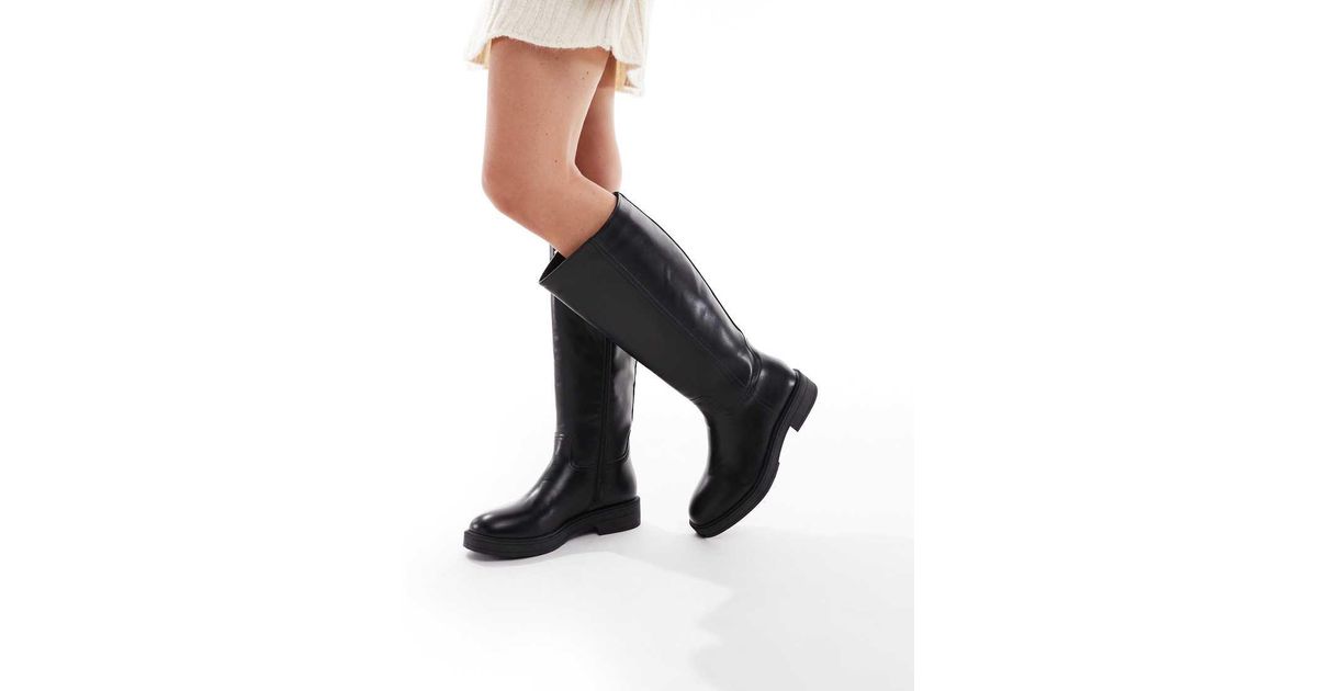 New Look Faux Leather Riding Knee Boot in Black | Lyst UK