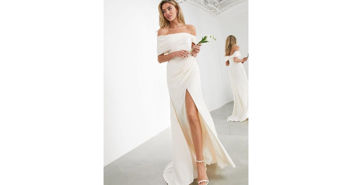 ASOS Beatrice Bardot Drape Wrap Wedding Dress | Lyst Canada