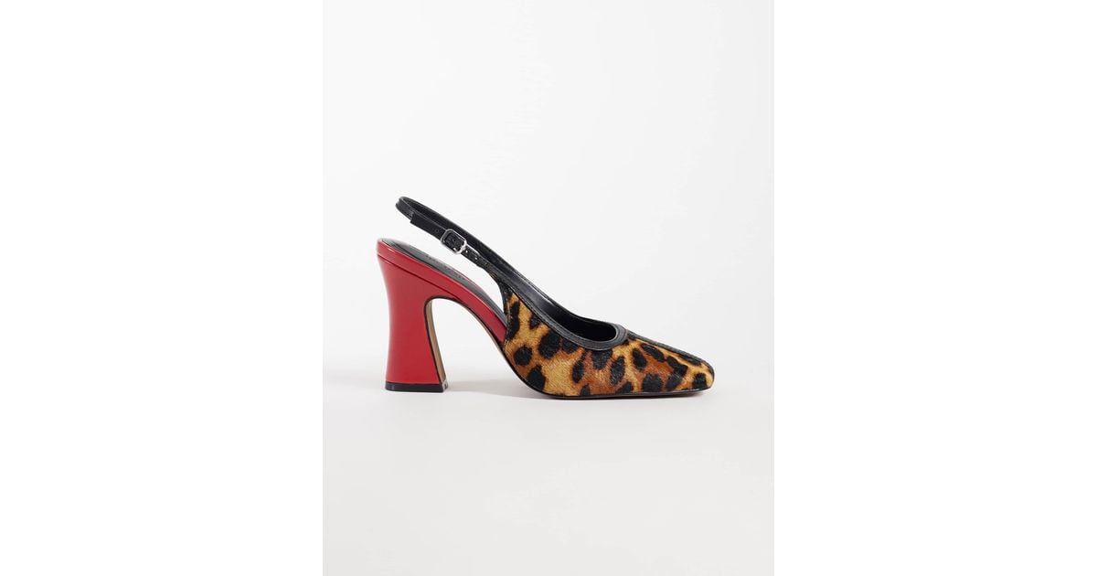 ASOS Pristine Premium Hair On Real Leather Slingback Block Heels in ...