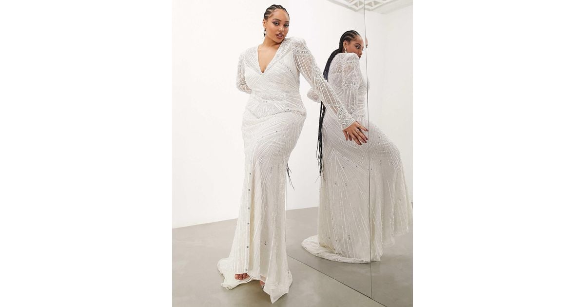 ASOS Asos Design Curve Millie Long Sleeve Vintage Artwork Sequin