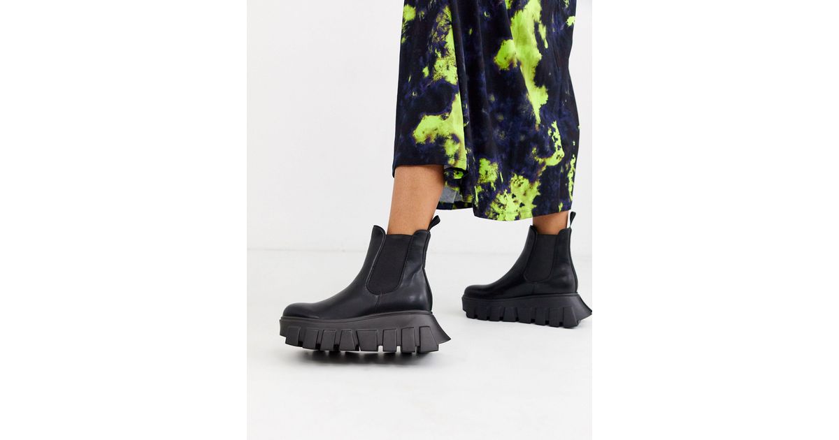 lamoda black chunky platform chelsea boots