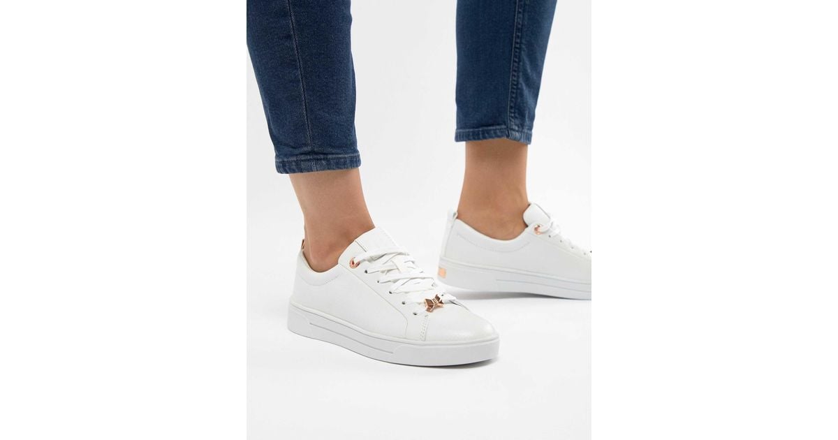 Ted Baker Leather Trainers With Rose Gold in White Lyst UK