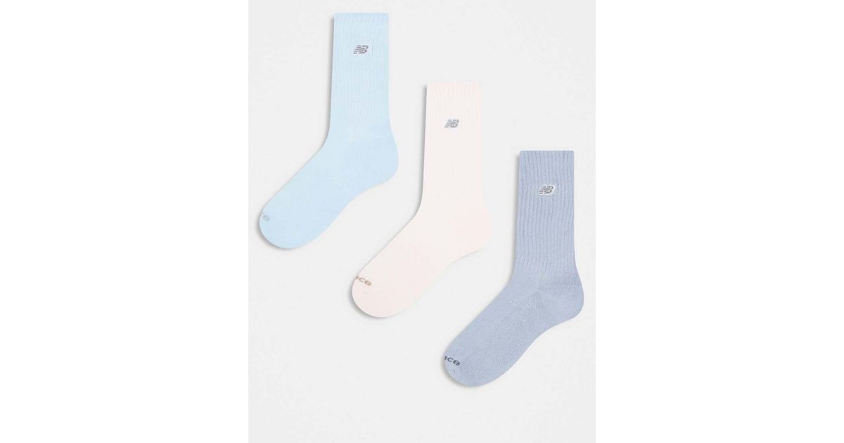 New Balance 3 Pack Embroidered Logo Crew Socks in Blue for Men | Lyst UK