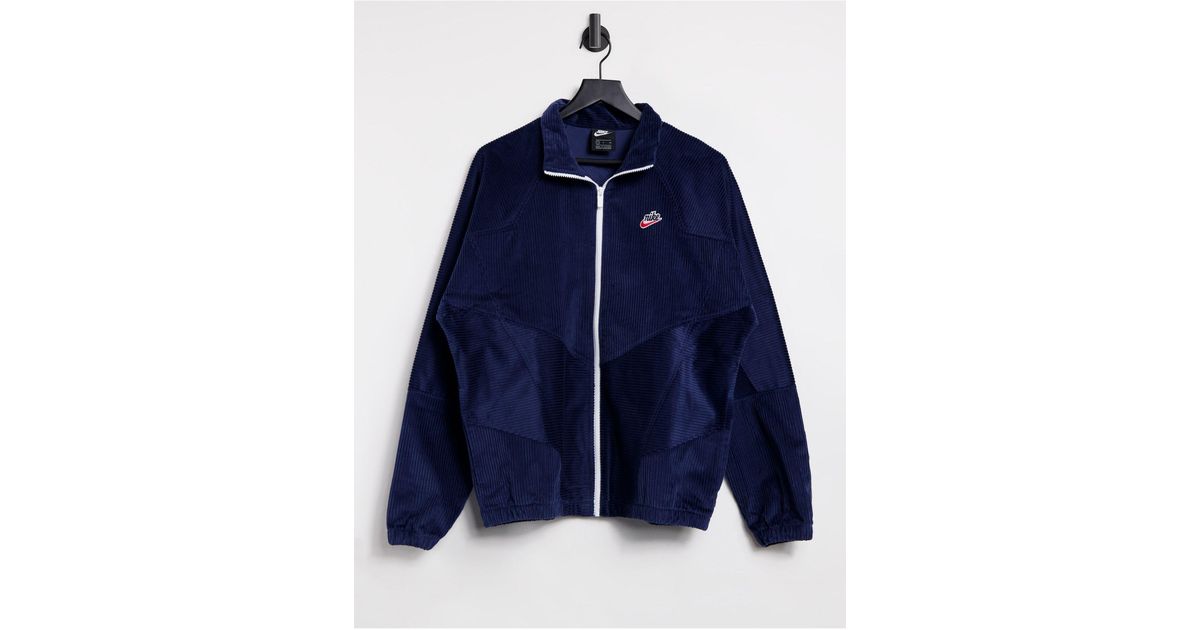 Nike Heritage Essentials Cord Windrunner Jacket in Blue for Men | Lyst