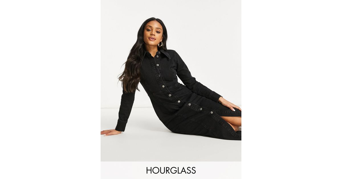 Hourglass - vestito midi aderente di jeans con cuciture slavatoASOS in Denim  di colore Nero | Lyst