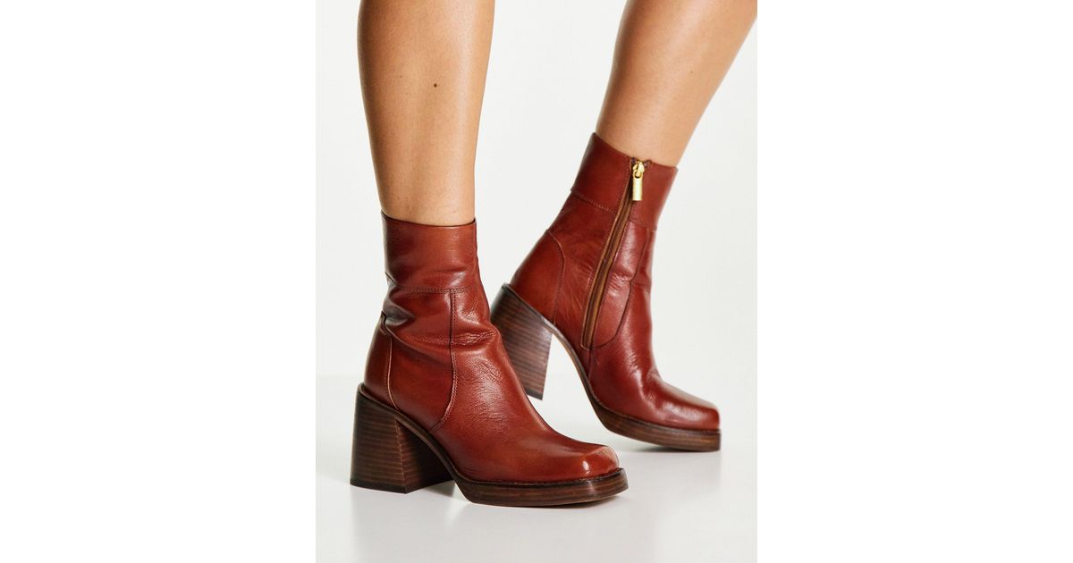 asos region leather mid heel boots