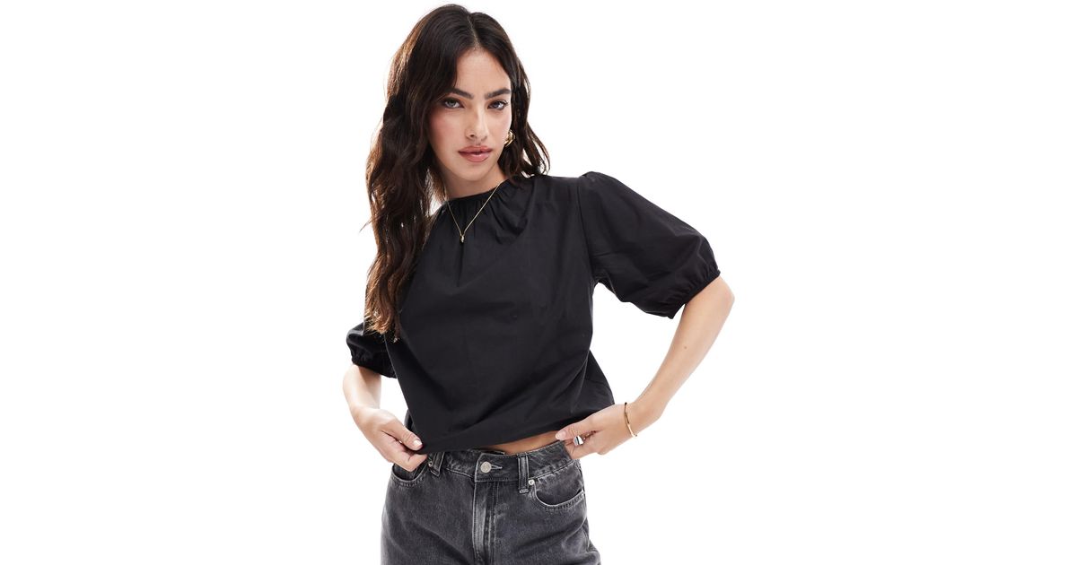 BLACK POPLIN BUBBLE BLOUSE main image 0