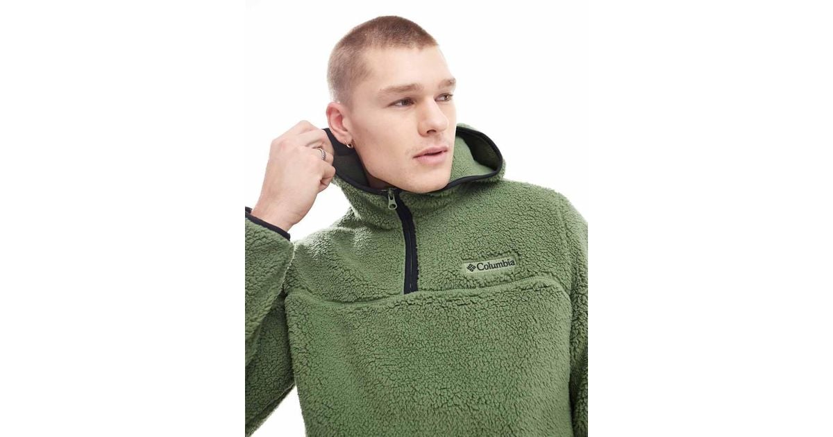 Columbia Branded Sherpa Hoodie Zip-Up Sweatshirt in Green for Men - Main Image
