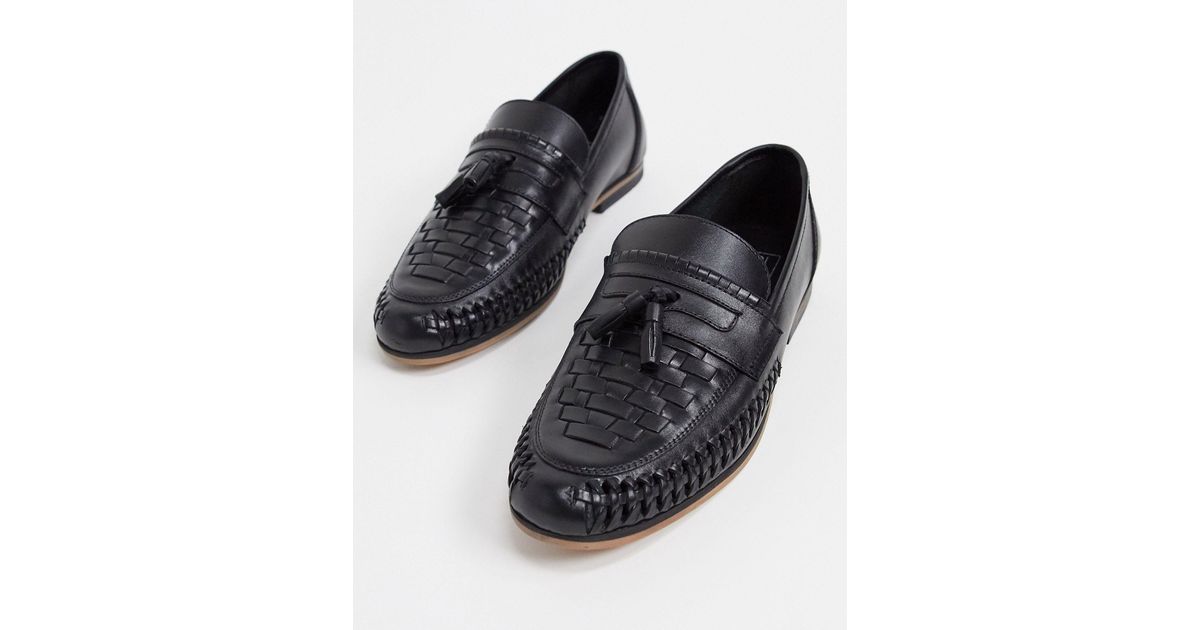 Heren Schoenen voor voor Instappers voor Loafers ASOS Loafers Van Glanzend Leer in het Zwart voor heren 