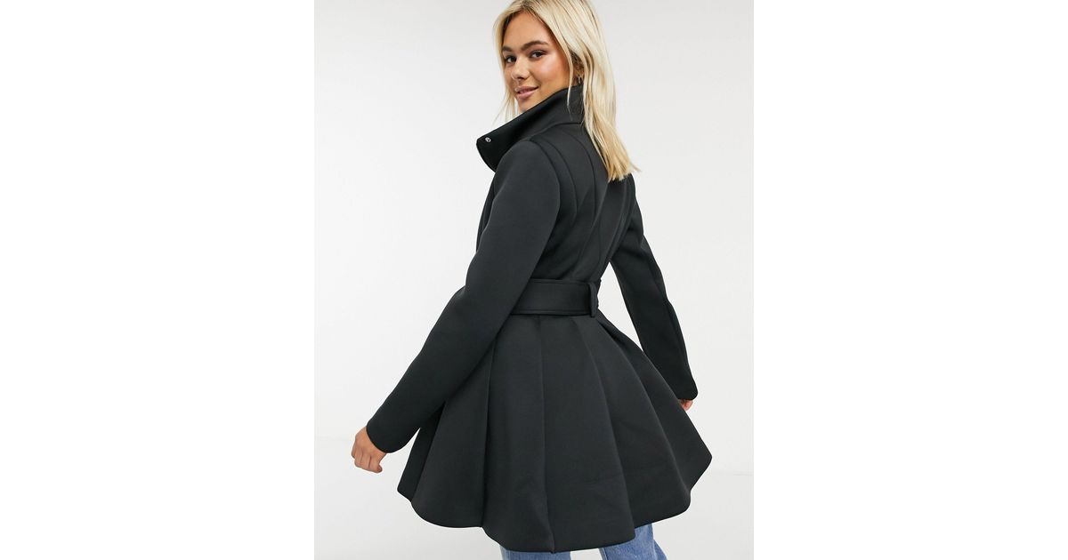 ASOS – ausgestellter mantel aus neopren in Schwarz | Lyst DE