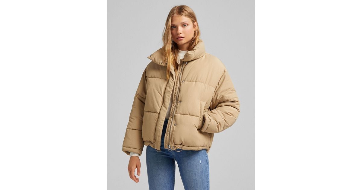 Bershka Oversized Padded Puffer Jacket in Brown | Lyst