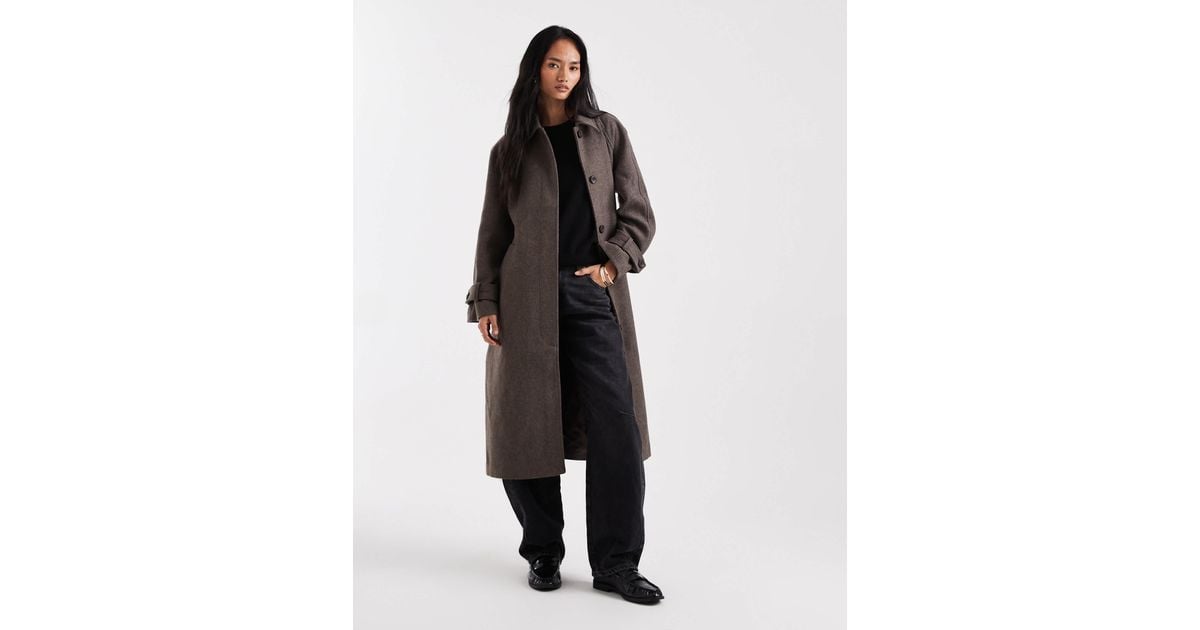 Object Premium Wool Mix Tailored Trench Coat in Black | Lyst