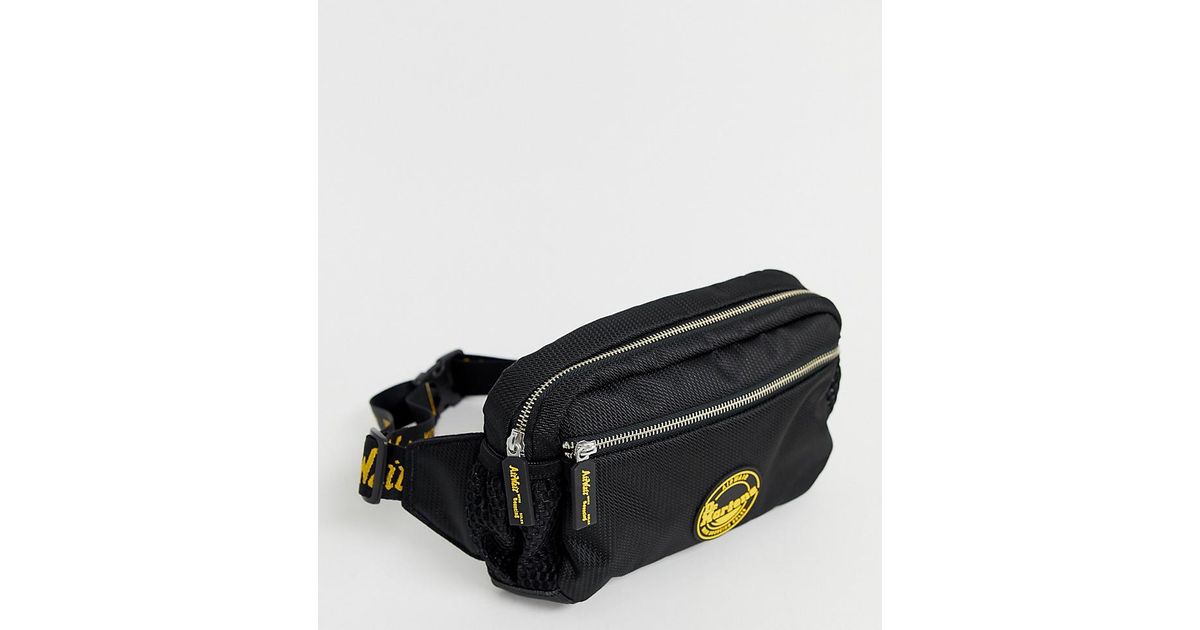 Dr. Martens Synthetic Logo Bumbag In Black And Bright Yellow - Lyst
