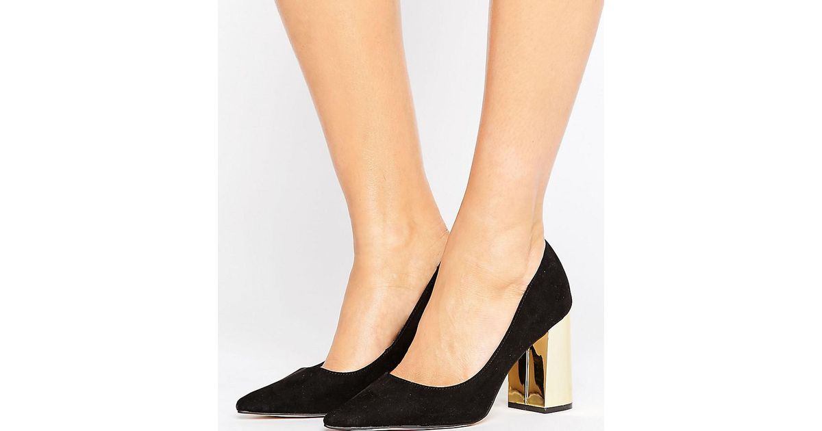 black and gold wide fit heels