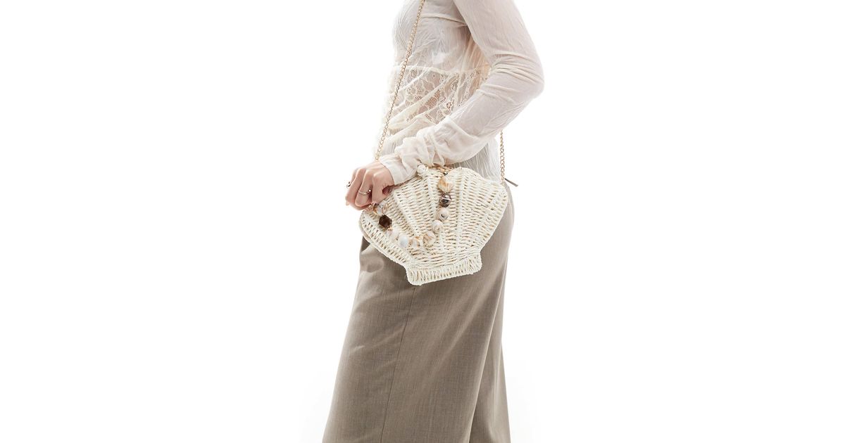 ASOS Straw Shell Bag With Resin Handle And Detachable Cross Body Strap ...