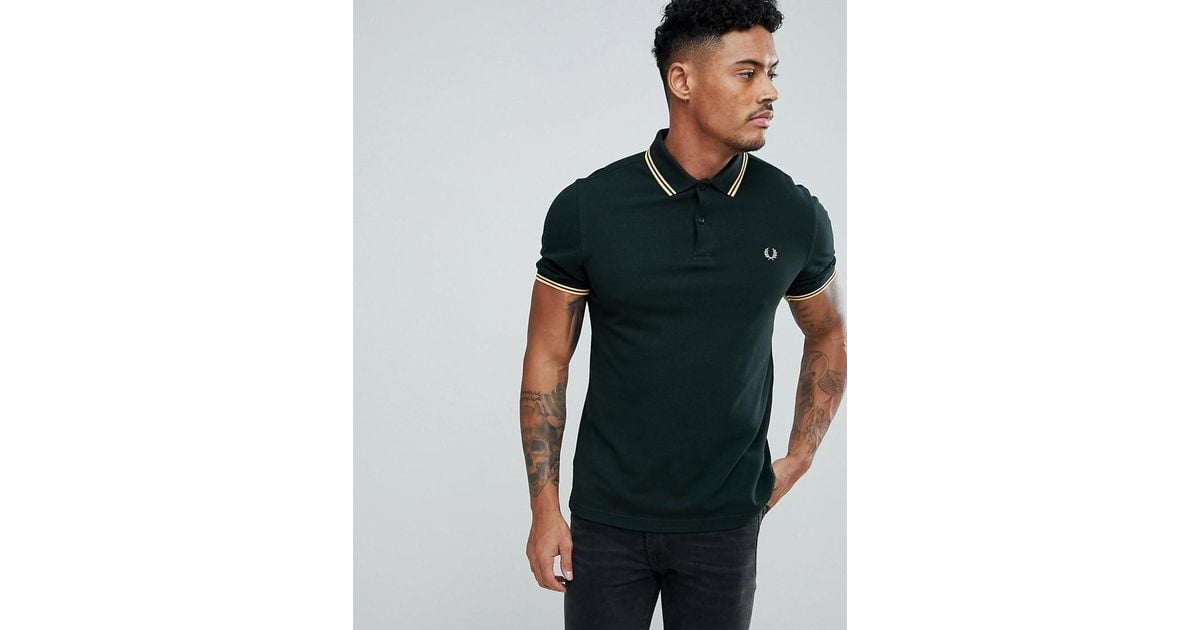 Tegenhanger galerij Spanning Fred Perry Slim Fit Twin Tipped Polo Shirt In Dark Green for Men | Lyst