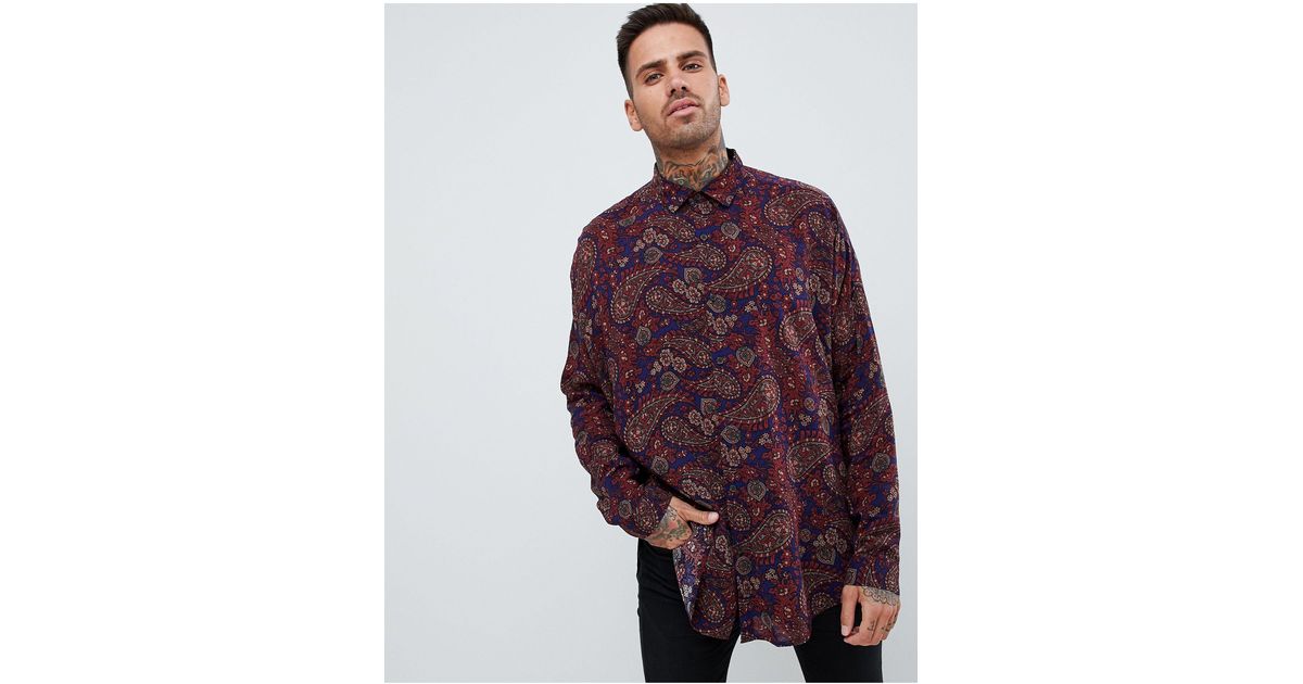 90s Oversized Paisley Viscose Shirt 