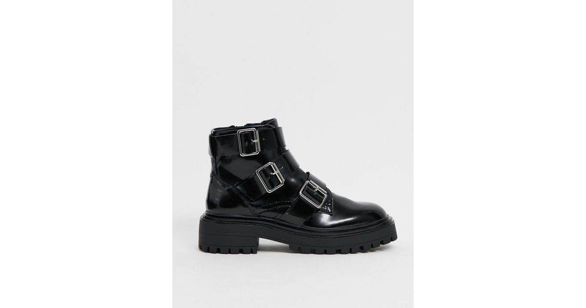 asos black biker boots