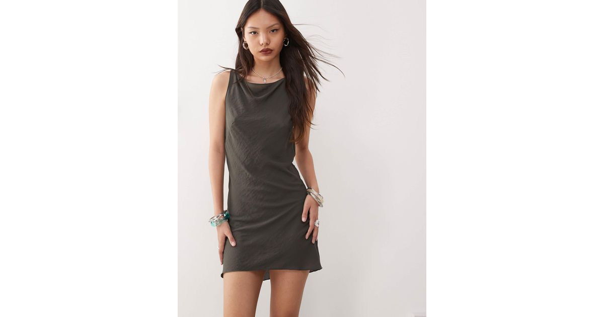 Weekday Semi Sheer Boat Neck Mini Dress in Gray | Lyst