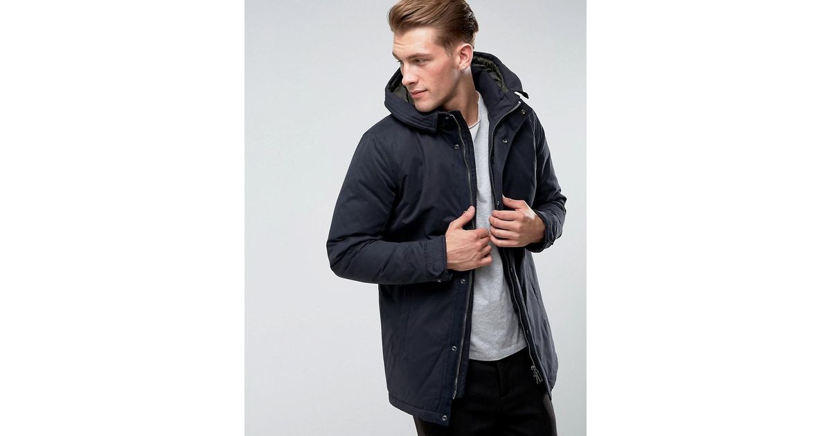 Only & Sons Cotton Padded Parka With Wire Frame Hood in Navy (Blue) for Men  | Lyst