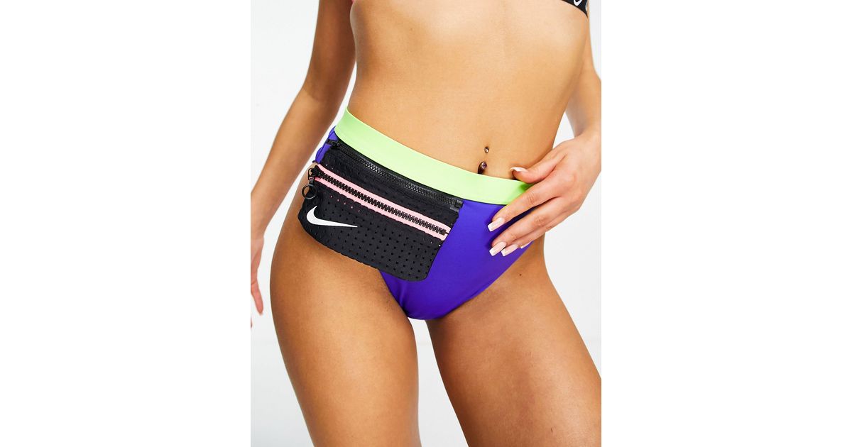 Nike High Waisted Bikini Bottoms With Zip Pocket in Blue | Lyst Canada