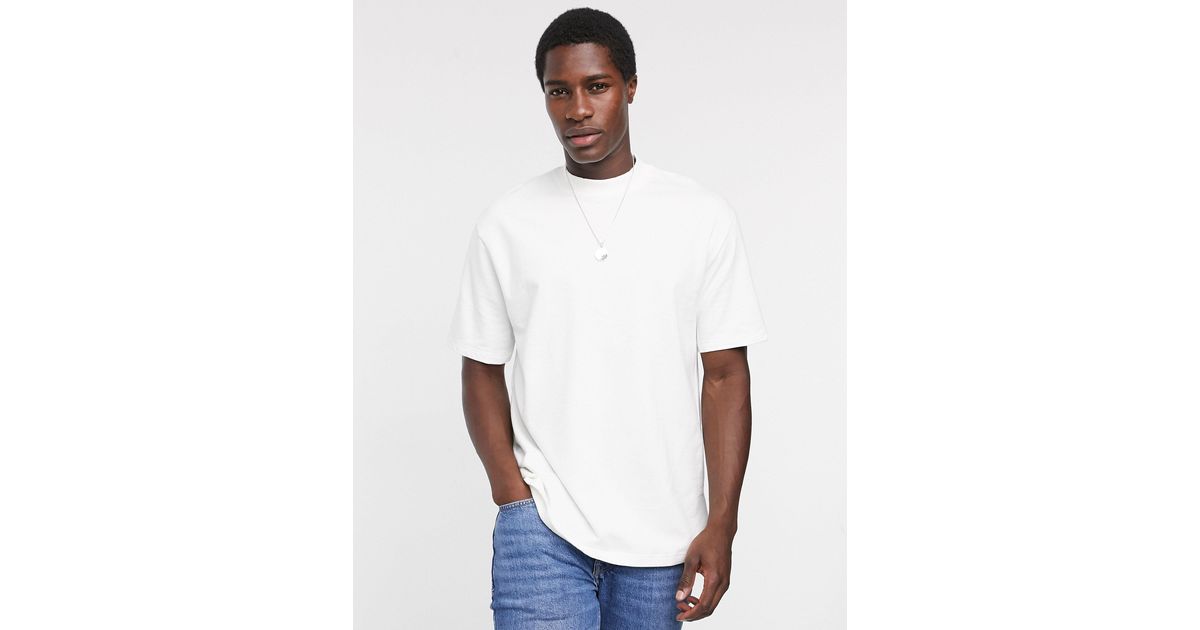 TOPMAN Oversized High Neck T-shirt in White for Men | Lyst