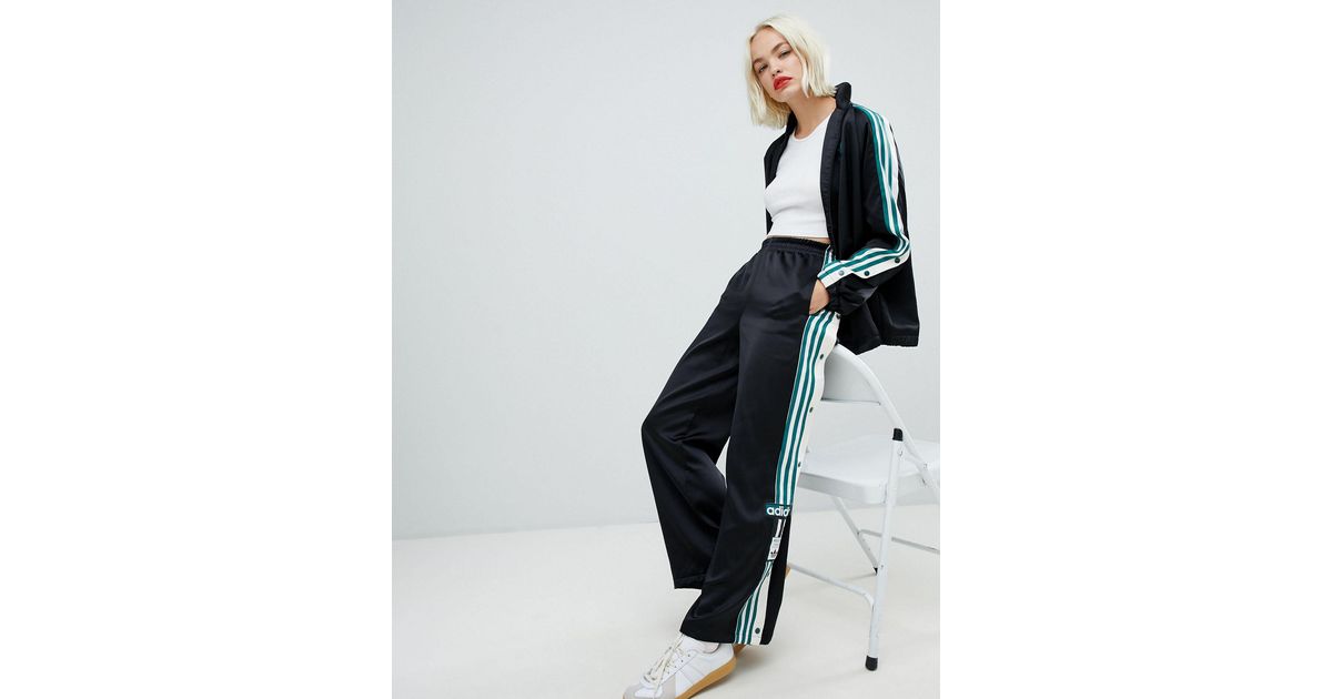 Adidas originals three stripe popper pant with clearance vintage logo in black