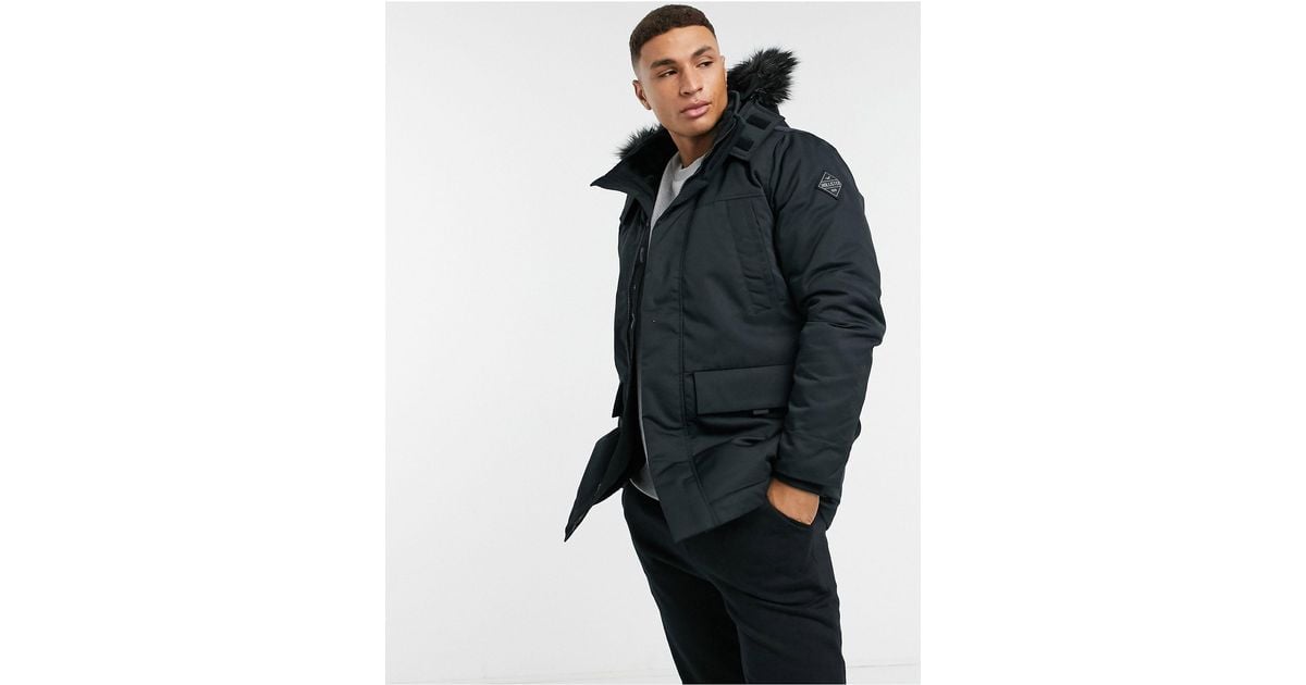 Hollister All Weather Faux Fur Trim & Lining Hooded Parka in Black for Men