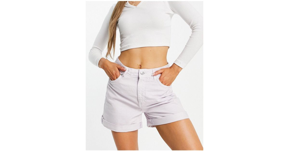 Mango Denim Mom Short in Purple | Lyst UK