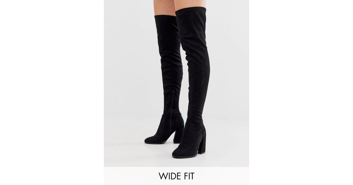 wide leg heeled boots
